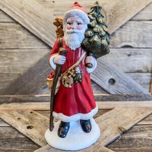 1989 Vintage Provincial Mold, Old World Santa Claus Ceramic Tabletop Decor, 11”H